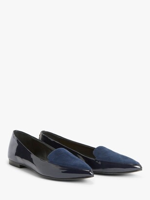 John Lewis & Partners Gin Patent Leather Heel Loafers, Navy