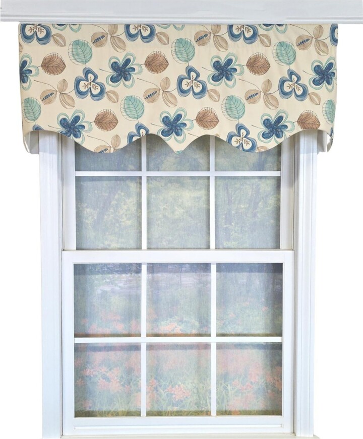RLF Home 100% Cotton Jolly Glory Fully lined Windows Rod Pocket Valance 50" x 16" Cream