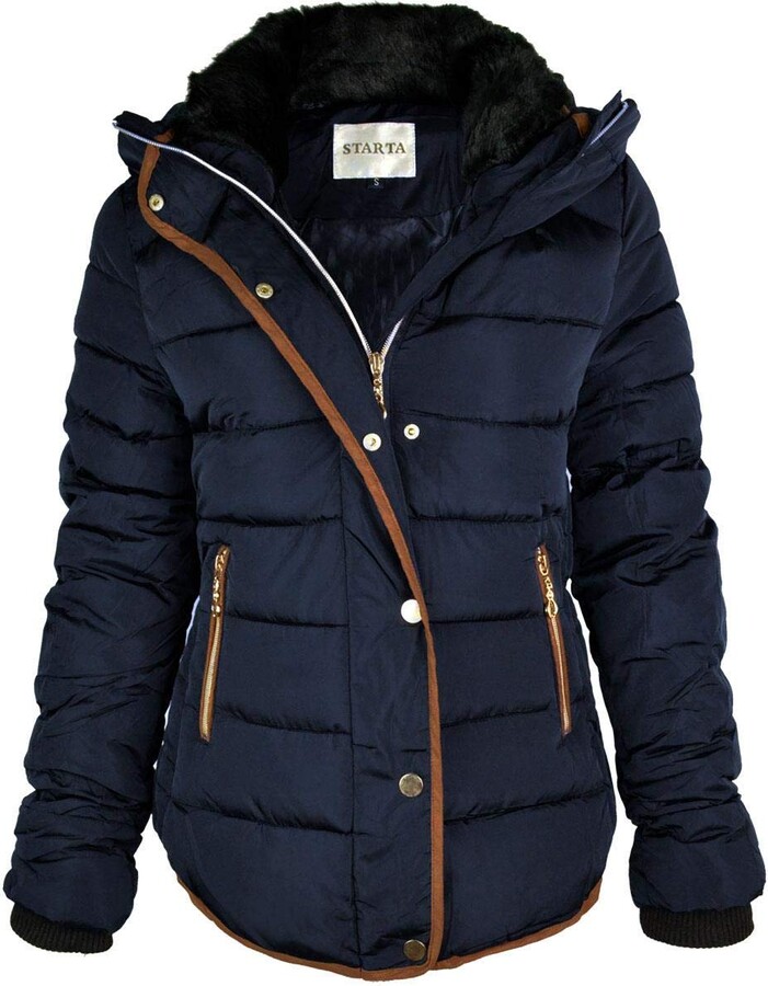 Navy puffa coat ladies Clearance