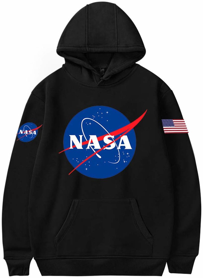 OLIPHEE Boys's Long Sleeves Logo Printed Hoodie Classic NASA Printed Kids  Sweatshirt Pullover Black 130 - ShopStyle