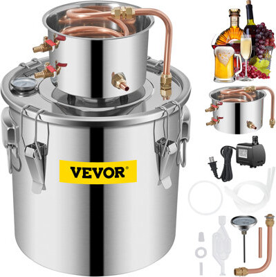VEVOR 9.6Gal/38L Alcohol Still Water Alcohol Distiller Stainless Steel W/ Water Pump,Thermometer