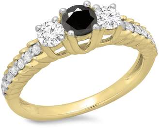 DazzlingRock Collection 1.00 Carat (ctw) 14K Yellow Gold & White Diamond Bridal 3 Stone Engagement Ring 1 CT (Size 5.5)