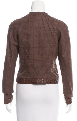 Christian Dior Leather-Trimmed Wool-Blend Jacket