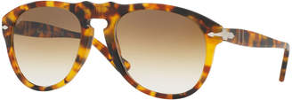 Persol PO649S Aviator Sunglasses, Spotted Havana/Brown