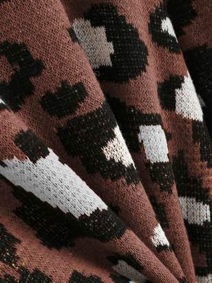 Shein Contrast Trim Leopard Sweater