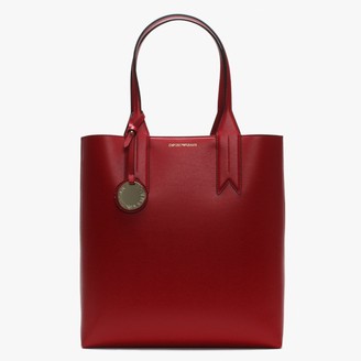 Emporio Armani Frida Tall Red Textured Shopper Bag