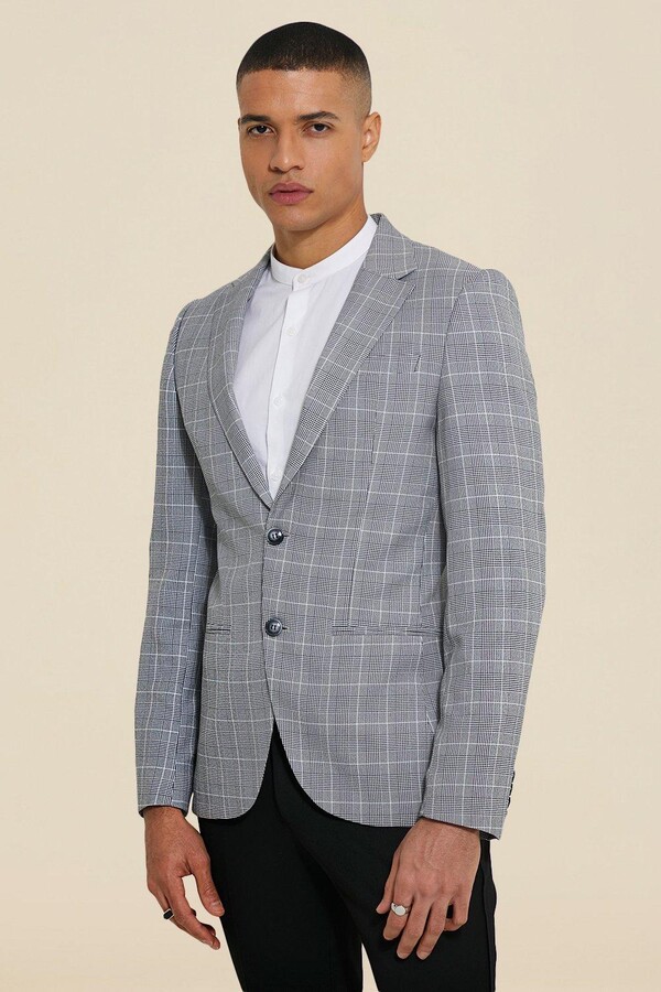 grey check blazer men