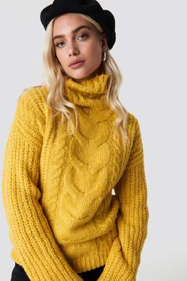 Trendyol Braided Knit Sweater Yellow