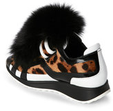 Thumbnail for your product : Pierre Hardy Natural & Black Fur Trimmed Low Top Jogger Sneakers