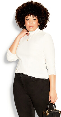 City Chic Turtle Neck Top - ivory