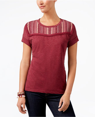 Style and Co Embroidered Short-Sleeve Top, Created for Macy's