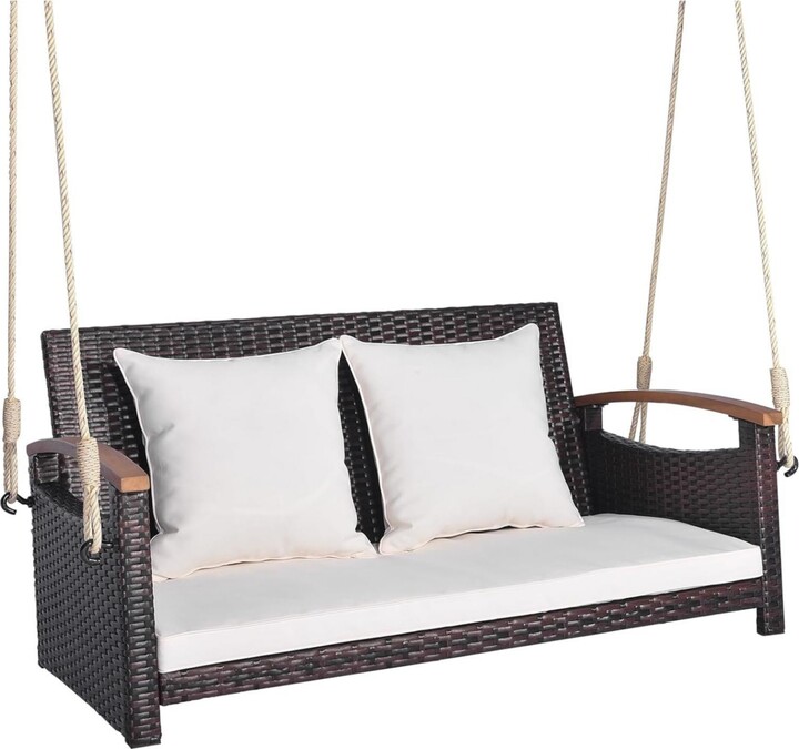Mecale 2-Person Patio Rattan Porch Swing