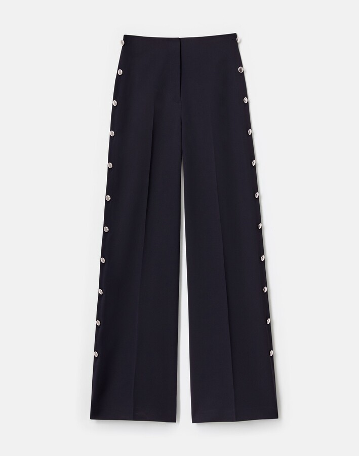Lafayette 148 New York Responsible Finesse Crepe Thames Button Wide Leg Pant