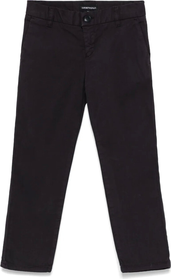 Emporio Armani Kids Mid-Rise Logo-Plaque Straight-Leg Chinos