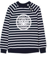 Balmain - Printed Striped Cotton-jersey Sweatshirt - Midnight blue