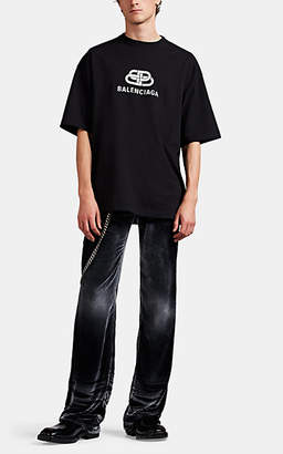 Balenciaga Men's BB-Logo Jersey Oversized T-Shirt - Black