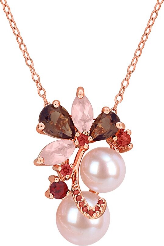 Rina Limor Fine Jewelry Rose Gold-Plated Silver 2.19 Ct. Tw. Gemstone & 7-9Mm Pearl Pendant