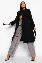 Thumbnail for your product : boohoo Belted Wool Look Trench Coat