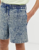 mens denim shorts with elastic waist and drawstring