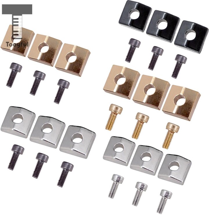 3 Pieces Electric Guitar Locking Nut Clamp with Screws Guitar Tremolo Bridge Parts Musical Instrument Replacement Parts