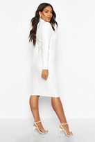 Thumbnail for your product : boohoo Mesh Sequin High Neck Long Sleeve Midi Party Dress