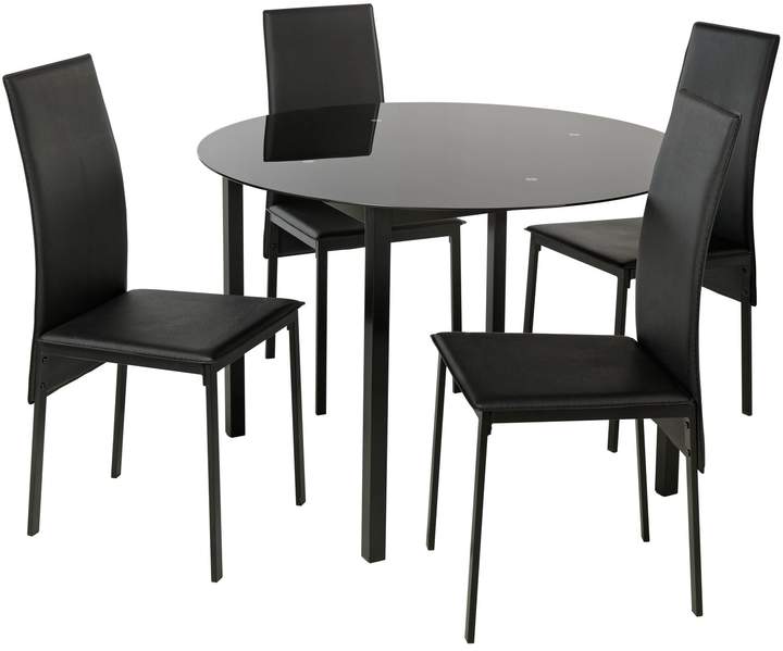 Argos Home Lido Glass Round Dining Table & 4 Black Chairs ShopStyle