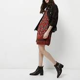 Thumbnail for your product : River Island Red long sleeve floral print swing dress