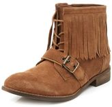 Thumbnail for your product : New Look Wide Fit Tan Suede Tassel Buckle Strap Lace Up Ankle Boots