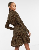 Thumbnail for your product : New Look tiered shirt dress in black abstract print