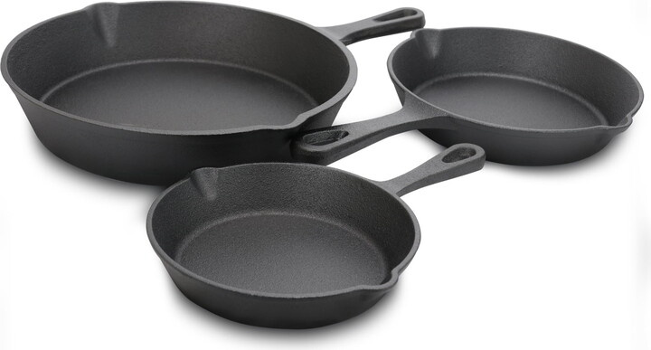 General Store Addlestone 3-Piece Preseasoned Cast Iron Skillet Set in Black
