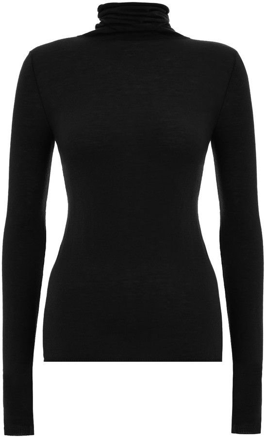 fine knit black polo neck jumpers