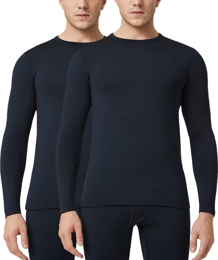 LAPASA Men's Thermal Underwear Top Lightweight Long Sleeve Shirt Crew Neck Base  Layer for Running Cycling Outdoors Activity M09 Navy Blue (2 Tops  ShopStyle Undershirts