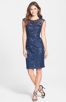 Thumbnail for your product : Sue Wong Cap Sleeve Embroidered Sheath Dress