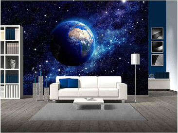 IDEA4WALL Imaginary View of Planet Earth in a Star Field Elements of This Image Furnished by NASA Paintable Wall Mural