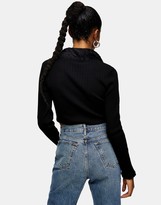 Thumbnail for your product : Topshop cardigan with faux fur collar in black