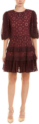 Rebecca Taylor Pinwheel Silk-Blend A-Line Dress
