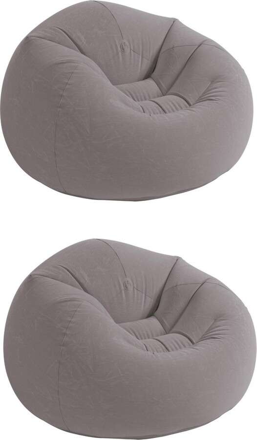 Intex Inflatable Contoured Corduroy Beanless Bag Lounge Chair, Gray (2 Pack)