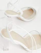 Thumbnail for your product : ASOS Design DESIGN Pucker Up tie leg pointed high heels in white/clear