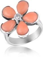 Thumbnail for your product : Del Gatto Diamond and Pink Coral Flower 18K Gold Ring
