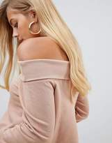 Thumbnail for your product : ASOS Design DESIGN off shoulder sweatshirt with foldover in tobacco