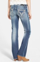 Thumbnail for your product : Vigoss 'Chelsea' Embroidered Pocket Bootcut Jeans (Medium) (Juniors)
