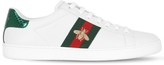 Thumbnail for your product : Gucci New Ace Embroidered Bee Leather Sneakers