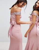 Thumbnail for your product : Bardot Maya Tall Sequin Detail Maxi Dress With Bow Back Detail