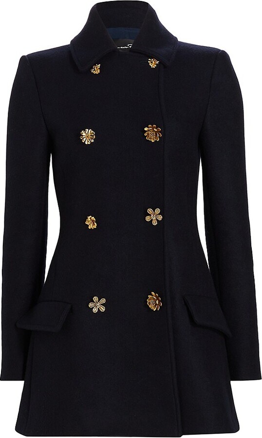 Navy Double Breasted Coat | ShopStyle