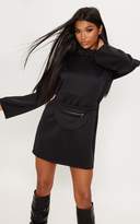 Thumbnail for your product : PrettyLittleThing Black 2 In 1 Bum Bag High Neck Shift Dress