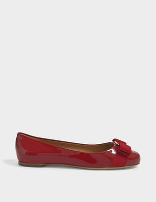 Ferragamo Varina Patent Flat Shoes in Red Patent Leather