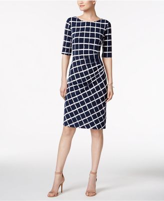 Connected Ruched Printed Sheath Dress