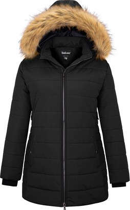 Soularge Women's Plus Size Winter Thicken Water Resistant Outdoor Puffer  Coat with Faux Fur Trim Hood Black 5XL - ShopStyle