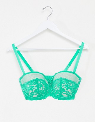 Ivory Rose Lingerie Ivory Rose Fuller Bust lace and mesh mix balconette bra in bright green