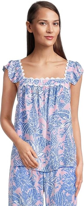 Lilly Pulitzer Gyah Sleeveless Top Women's Clothing Conch Shell Pink Up Scale : XS, Rayon